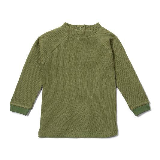 Chive Waffle Long Sleeve Cosy Top by Little Green Radicals