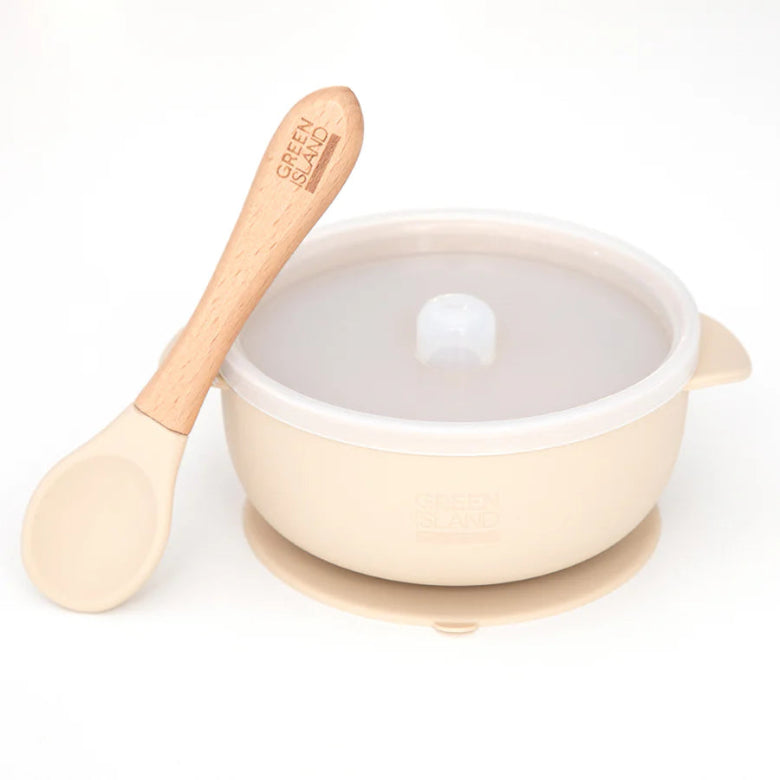 Cream Silicone Bowl and Spoon by Green Island