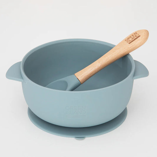 Blue Silicone Bowl and Spoon by Green Island