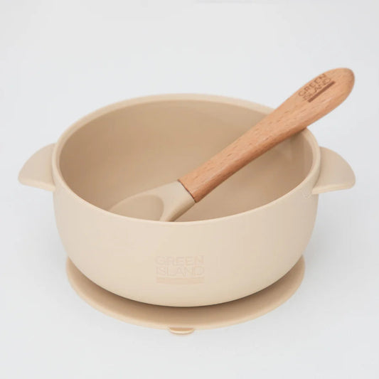 Cream Silicone Bowl and Spoon by Green Island