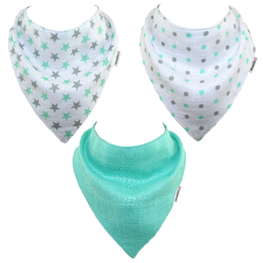Green Muslin Dribble Bibs by MuslinZ