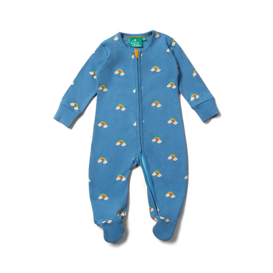 Blue Rainbows Zip Babygrow by Little Green Radicals