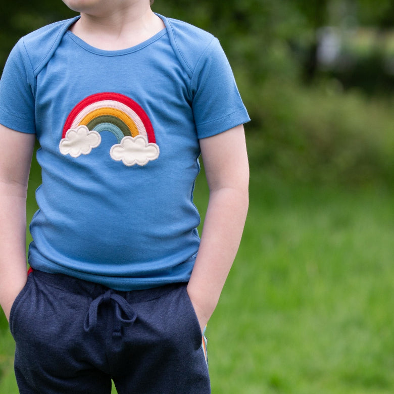 Blue Rainbow Applique T Shirt by Little Green Radicals