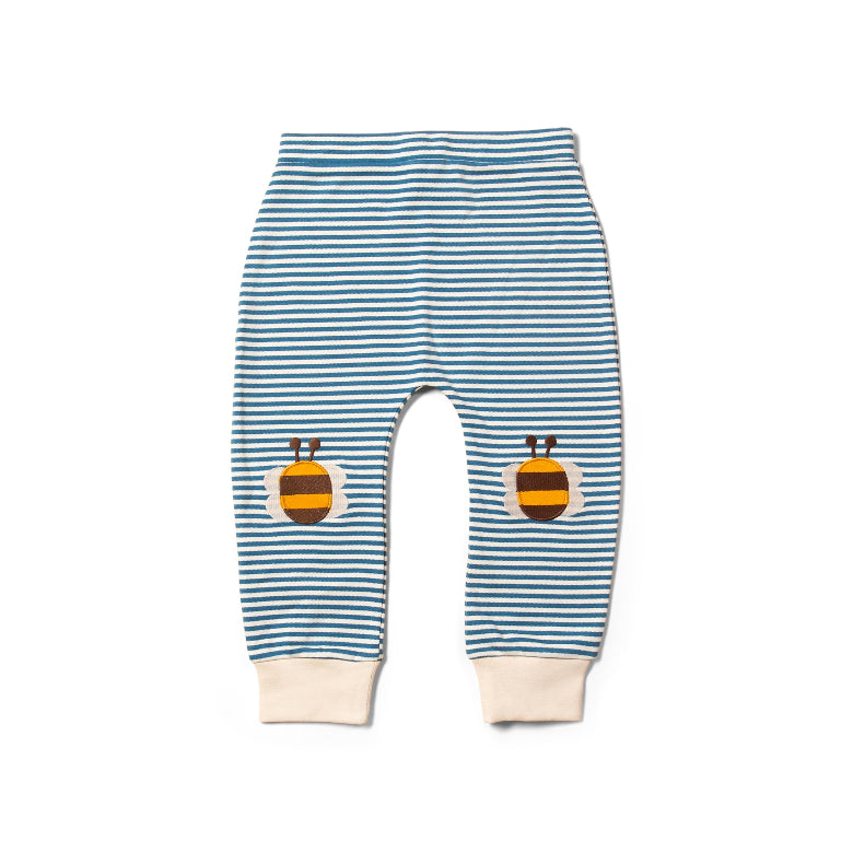 Bees Knee Patch Striped Joggers by Little Green Radicals
