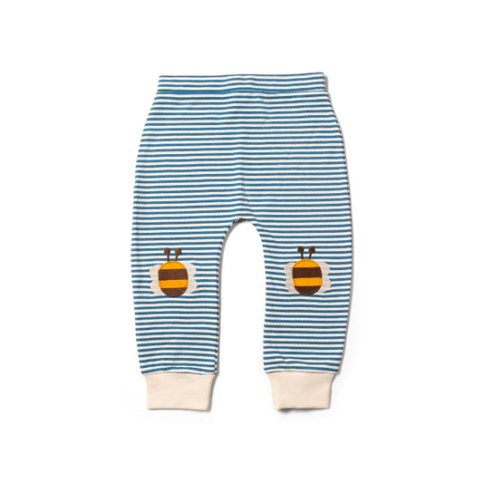 Bees Knee Patch Striped Joggers by Little Green Radicals