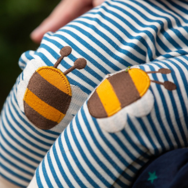 Bees Knee Patch Striped Joggers by Little Green Radicals