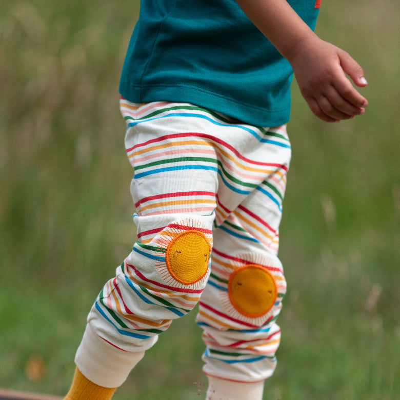 Sun Rays Knee Patch Striped Joggers by Little Green Radicals