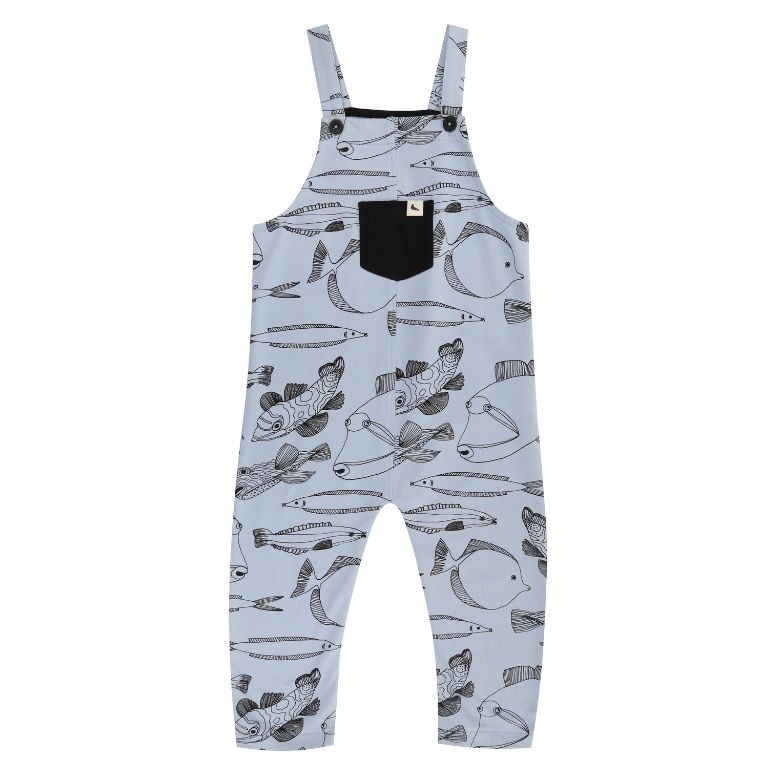 Fish Print Dungarees by Turtledove London