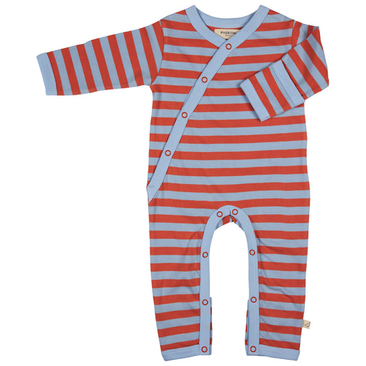 Orange & Blue Breton Kimono Romper by Pigeon Organics