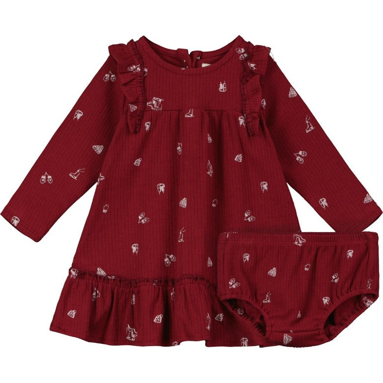 'Aswen' Winter Skaters Burgundy Dress by Ettie + H