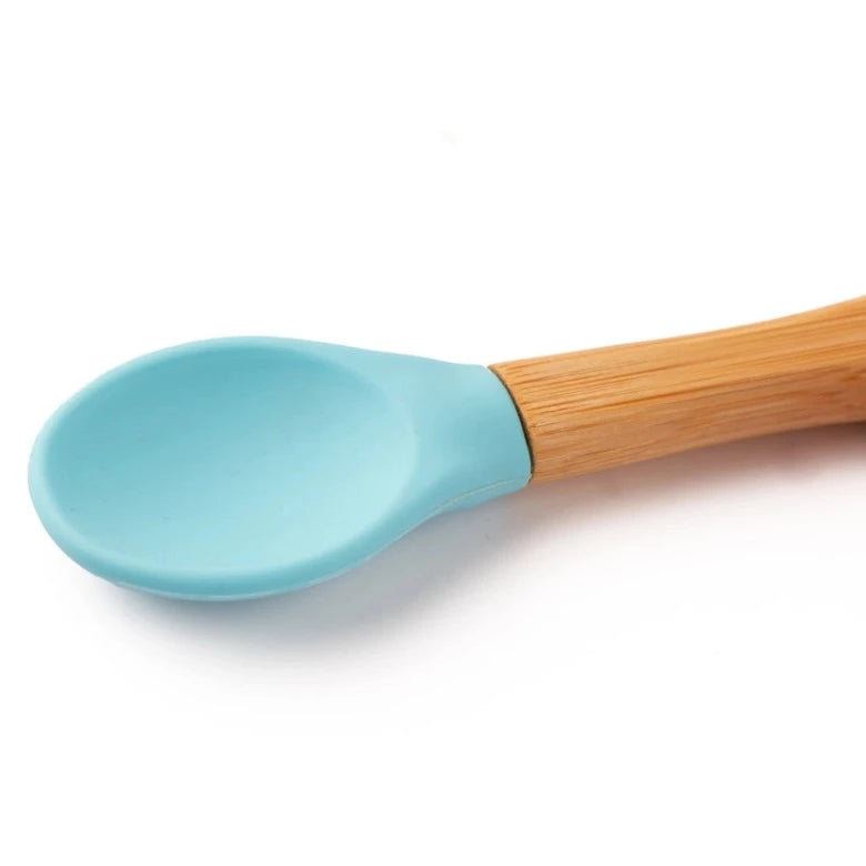 Blue Bamboo Suction Bowl and Spoon Set by Eco Rascals