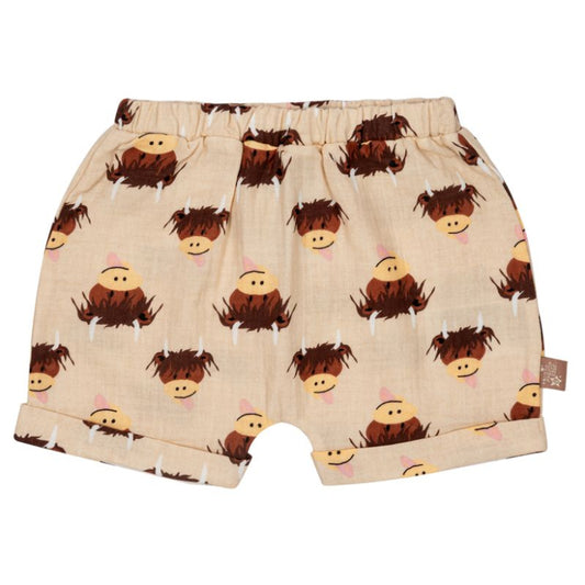 Neutral Highland Cow Shorts by Blade & Rose