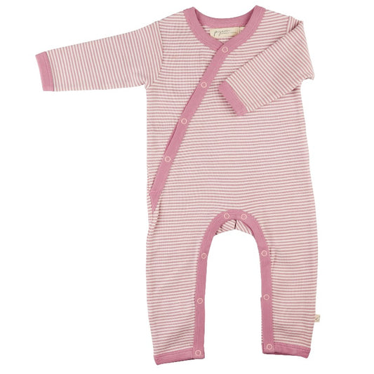 Pink Fine Stripe Kimono Romper by Pigeon Organics