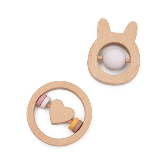 Wooden Bunny Head Shaped Rattle By Jumini