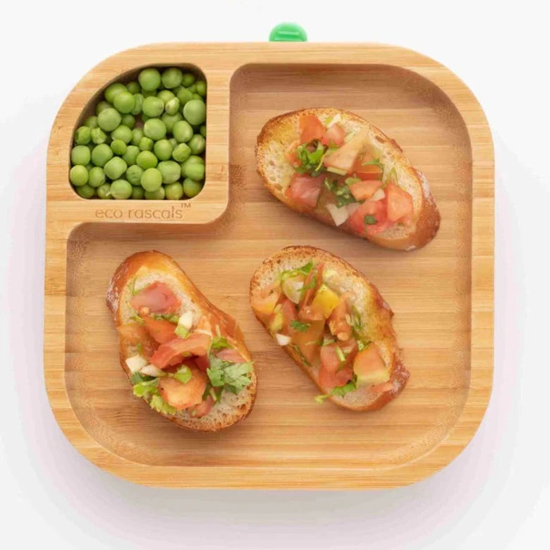 Pink Square Bamboo Suction Snack Plate by Eco Rascals