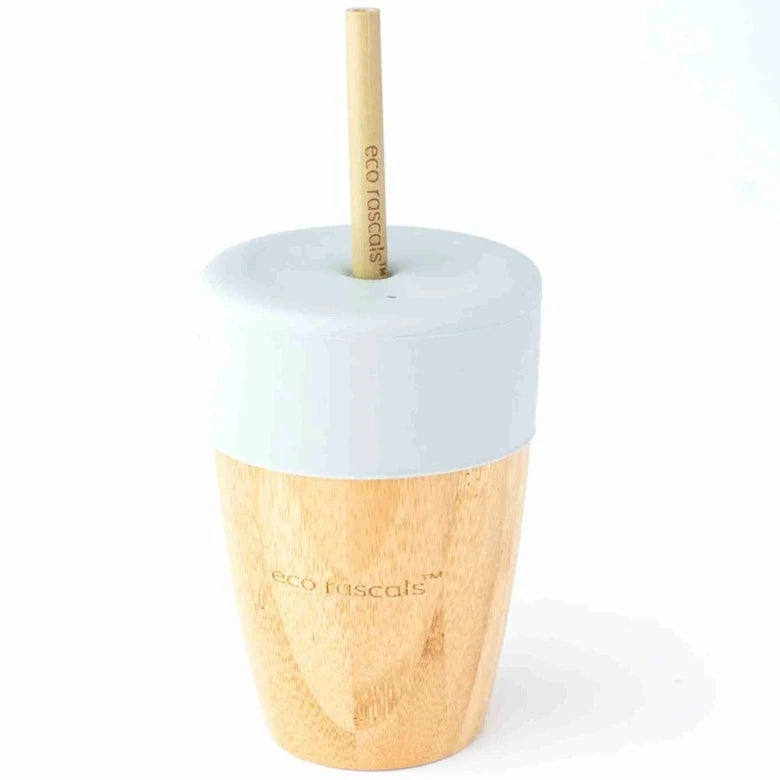 Grey Bamboo Cup With Two Straws by Eco Rascals