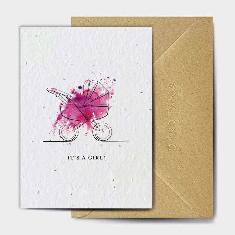 'Pink Buggy' Plantable Card