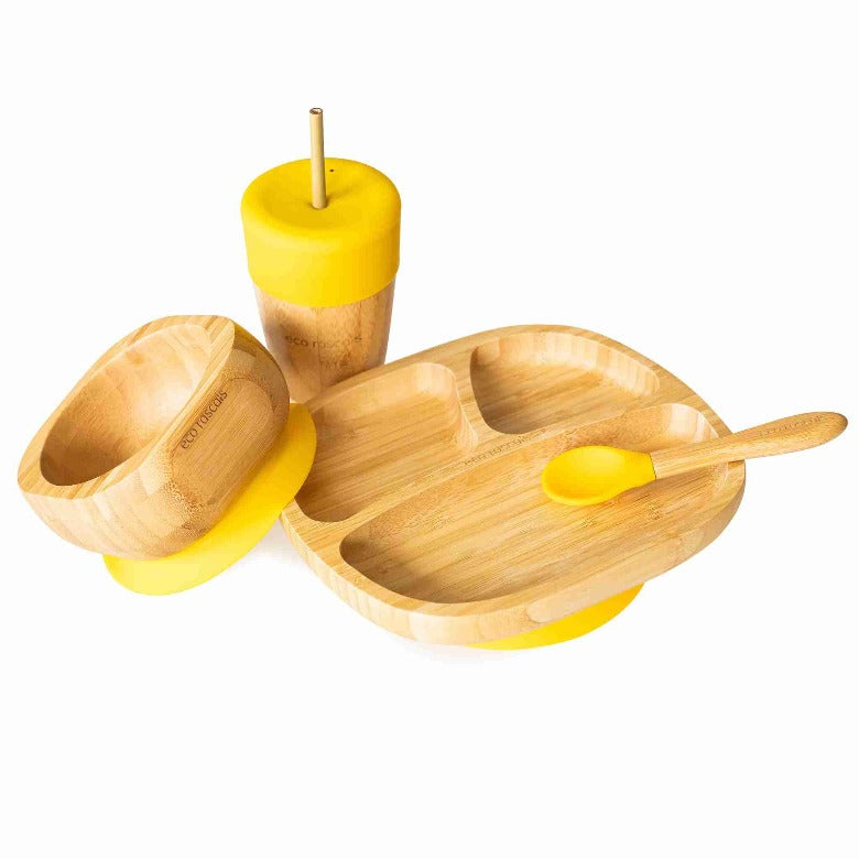 Yellow Plate, Straw Cup, Bowl And Spoon Gift Set by Eco Rascals