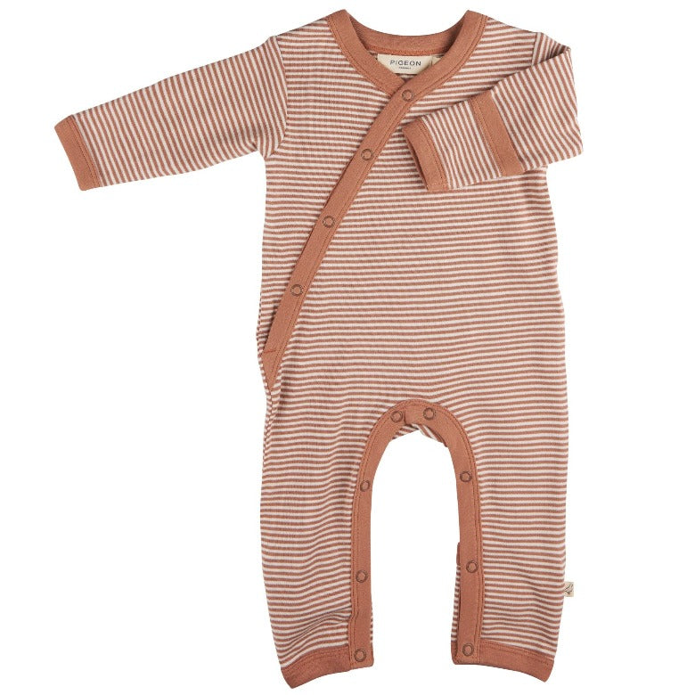 Macaroon Fine Stripe Kimono Romper by Pigeon Organics