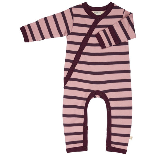 Pink Breton Stripe Zip Romper by Pigeon Organics