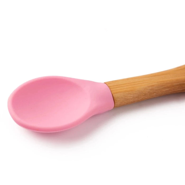 Pink Bamboo Suction Bowl and Spoon Set by Eco Rascals