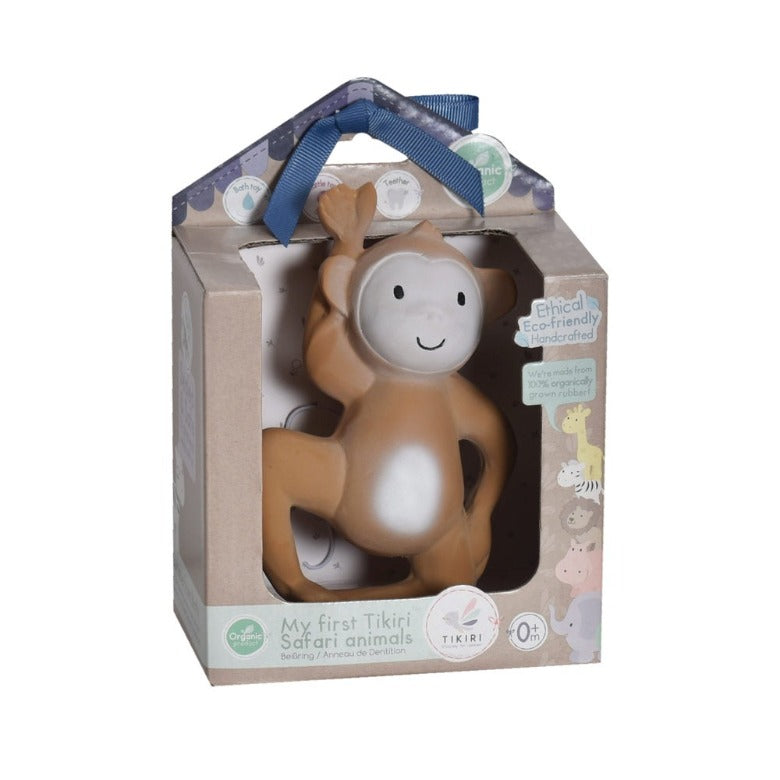 Boxed Monkey– Natural Rubber Rattle & Bath Toy by TIKIRI