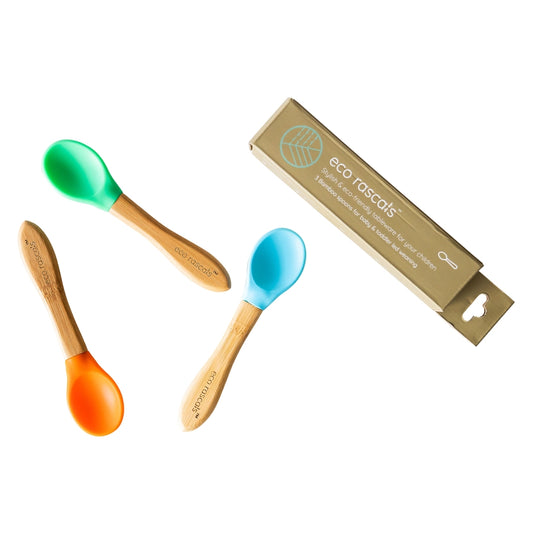 Colour Bamboo Spoons Blue, green, Orange By Eco Rascals