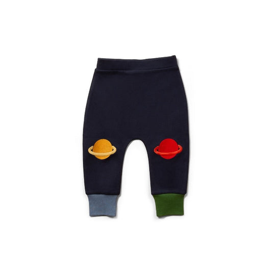 Bottle Green Planet Knee Patch Joggers by Little Green Radicals