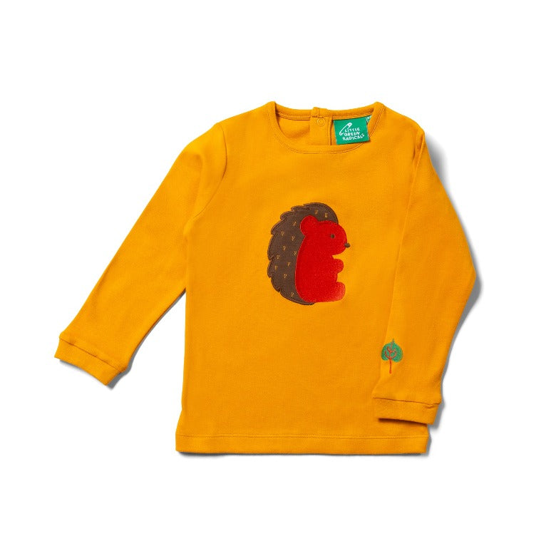 Little Hedgehog Applique Long Sleeve T-Shirt by Little Green Radicals