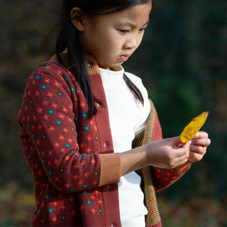 Hazelnut Flowers Knitted Cardigan by Little Green Radicals