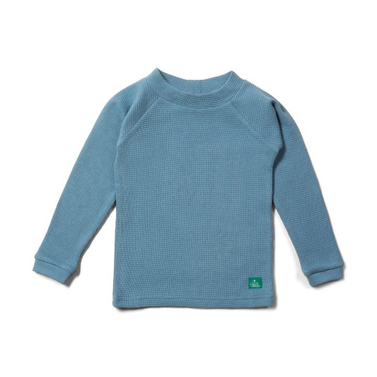 Blue Waffle Long Sleeve Cosy Top by Little Green Radicals