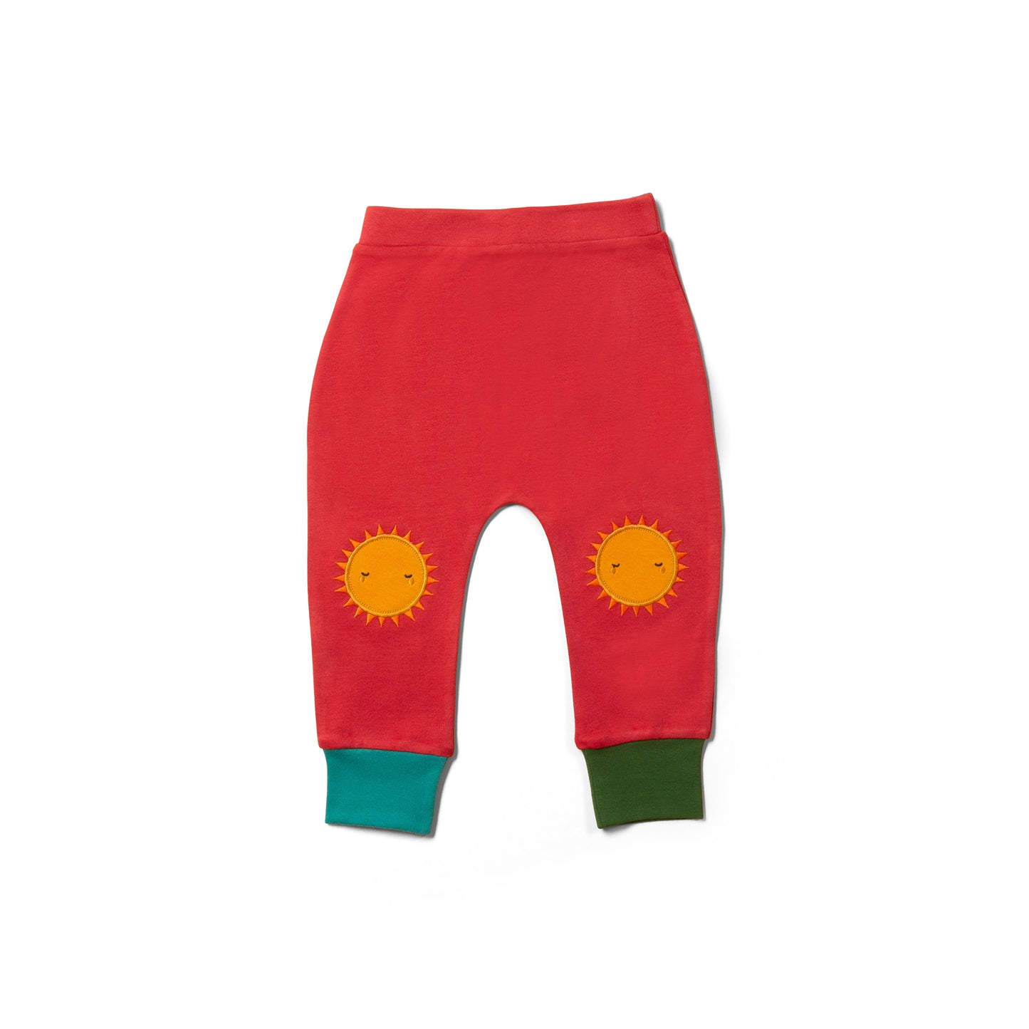 Soft Red Sun Knee Patch Joggers by Little Green Radicals