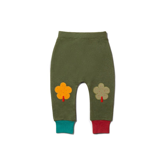 Woodland Green Leaf Knee Patch Joggers by Little Green Radicals