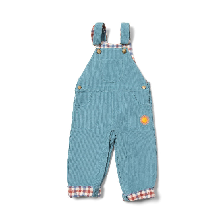 Pale Blue Lined Corduroy Dungarees by Little Green Radicals