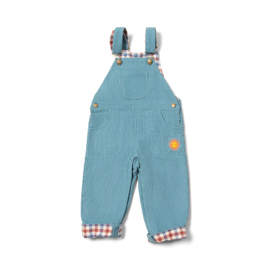 Pale Blue Lined Corduroy Dungarees by Little Green Radicals