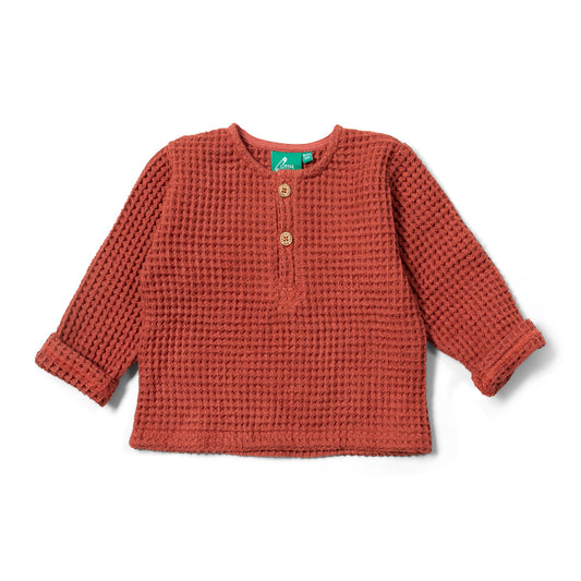 Ginger Chunky Waffle Long Sleeve Top by Little Green Radicals