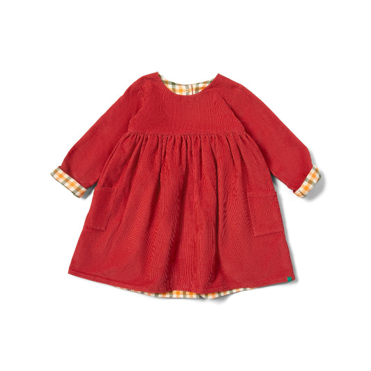Holly Berry Reversible Corduroy Pocket Dress by Little Green Radicals