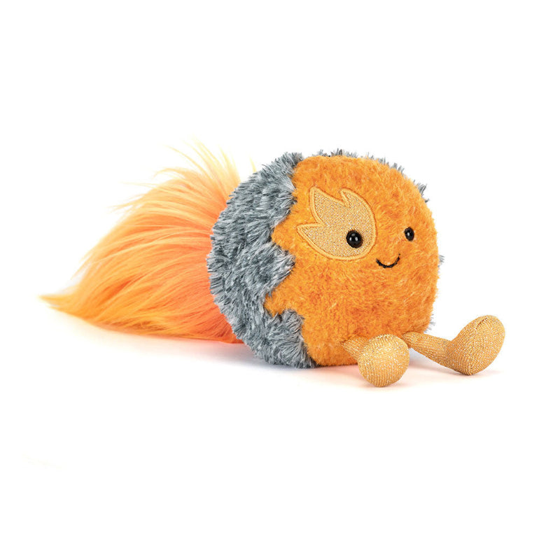 Plush toy hedgehog with a smiling face on a white background