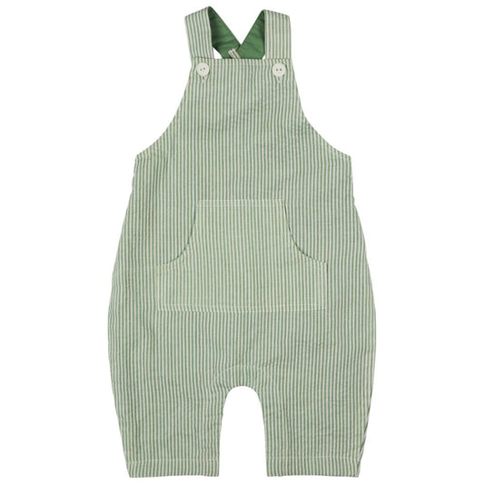Green Fine Stripe Baby Dungarees by Pigeon Organics