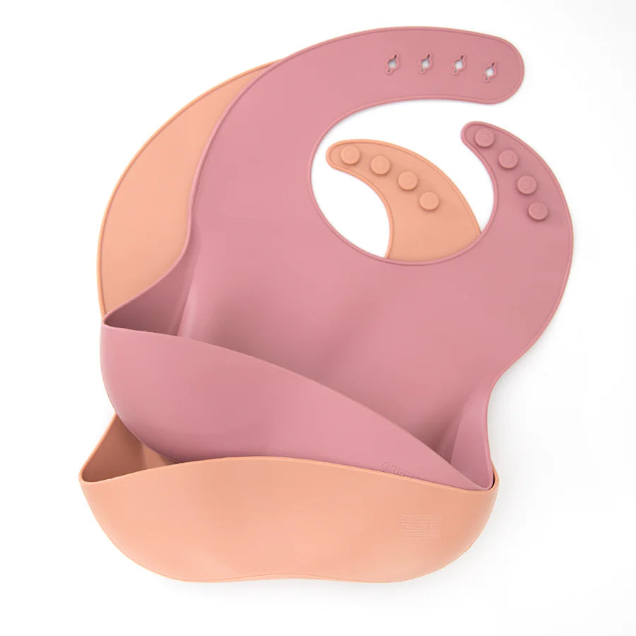 Mulberry and Blush Bib Set by Green Island