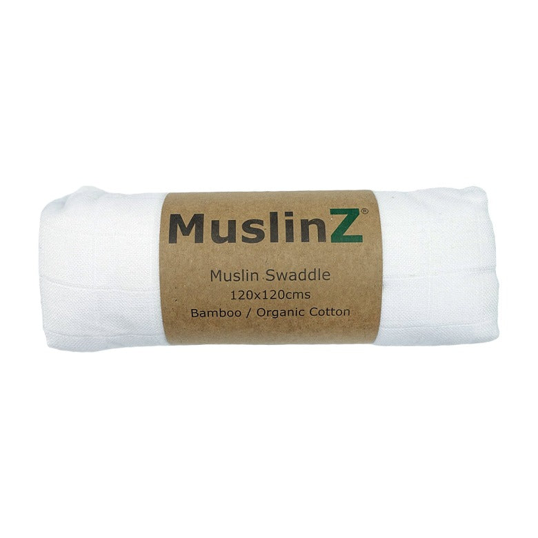 Muslinz Bamboo/Organic Cotton Swaddle- Plain white