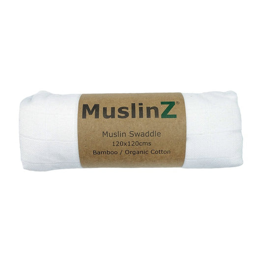 Muslinz Bamboo/Organic Cotton Swaddle- Plain white