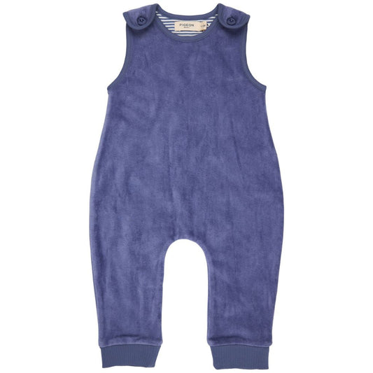 Blue baby romper with striped shirt on a white background