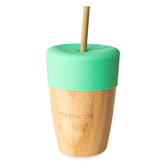 Green Bamboo Cup With Two Straws by Eco Rascals