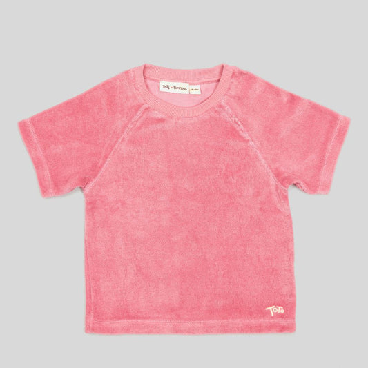 Pink Towelling T-Shirt by Tots in Towelling