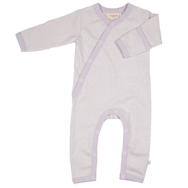 Lilac Fine Stripe Kimono Romper by Pigeon Organics