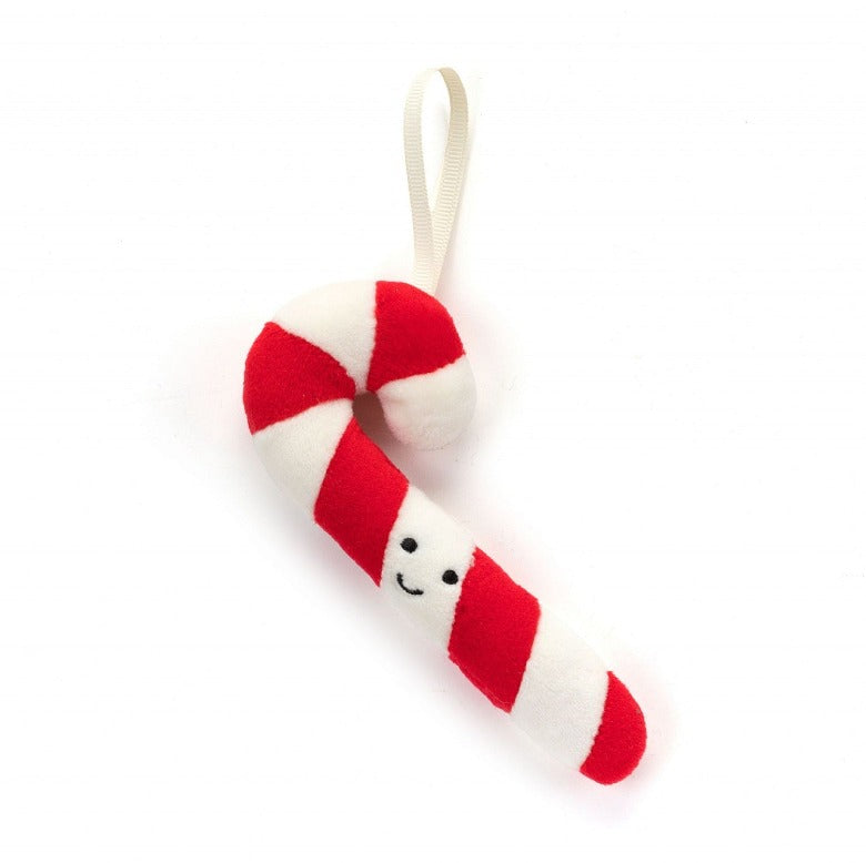 Festive Folly Candy Cane Decoration by Jellycat