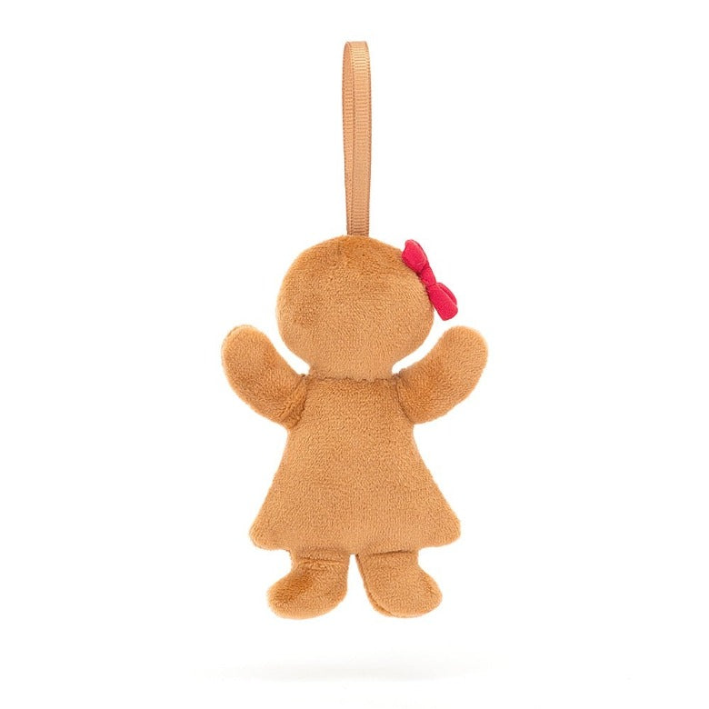 Festive Folly Gingerbread Ruby Decoration by Jellycat