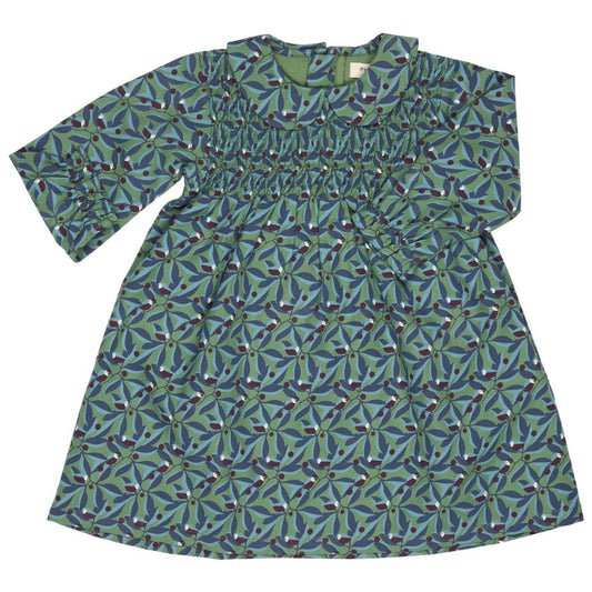 Green patterned dress on a white background
