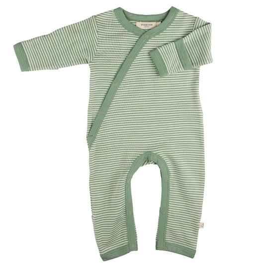 Basil Fine Stripe Kimono Romper by Pigeon Organics